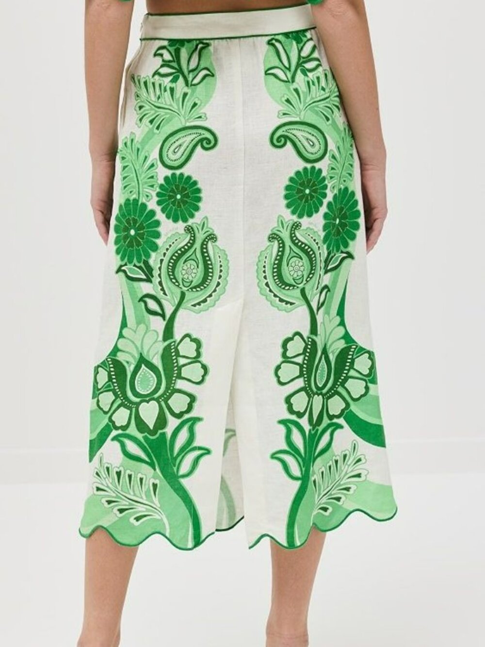 FARM Rio 100% Linen Color Festival Green Midi Skirt - Picture 2 of 13